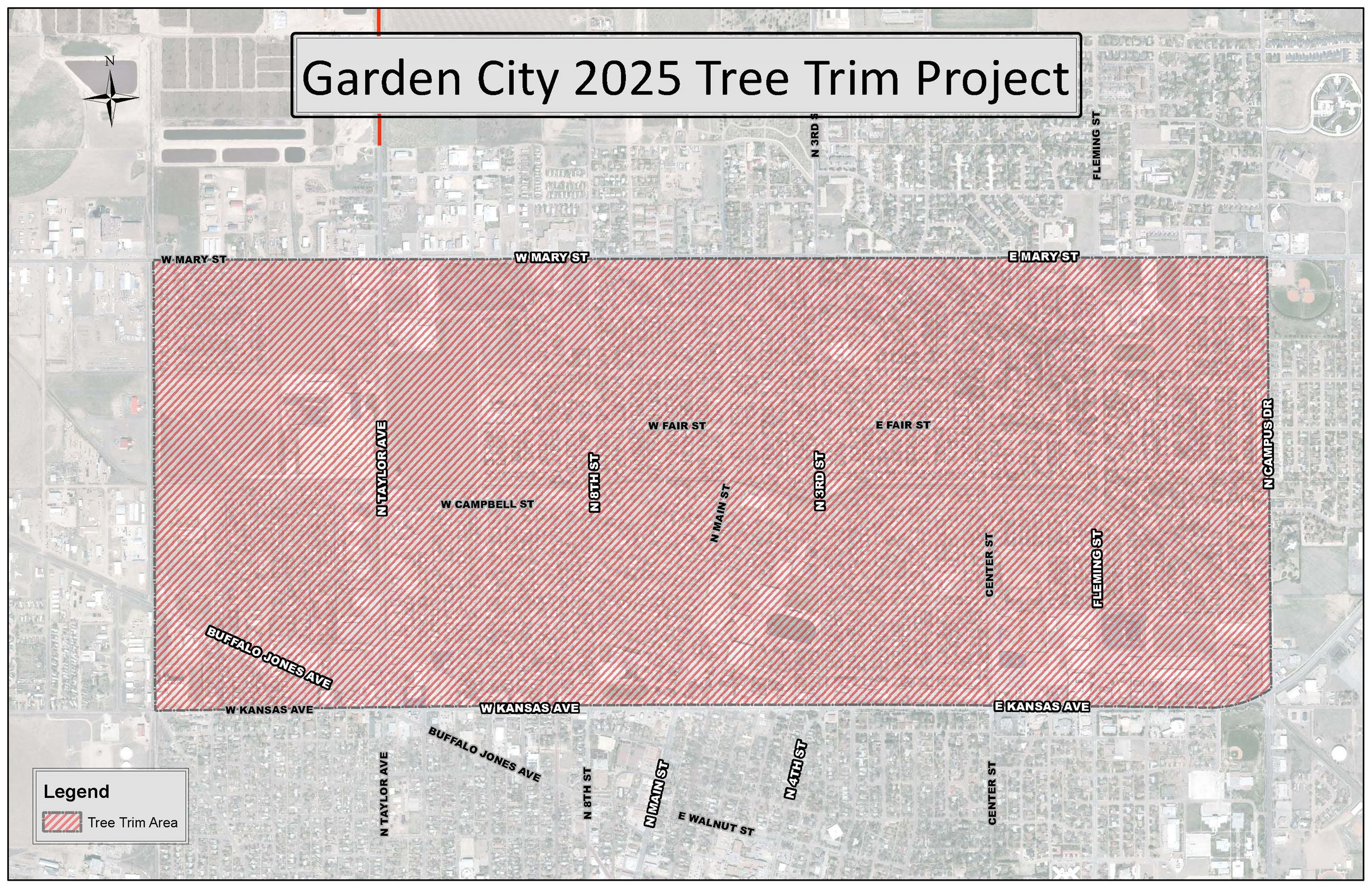 Map of the area where tree trimming will occur.